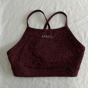 NoBull Red Cheetah Print High Neck Sports Bra